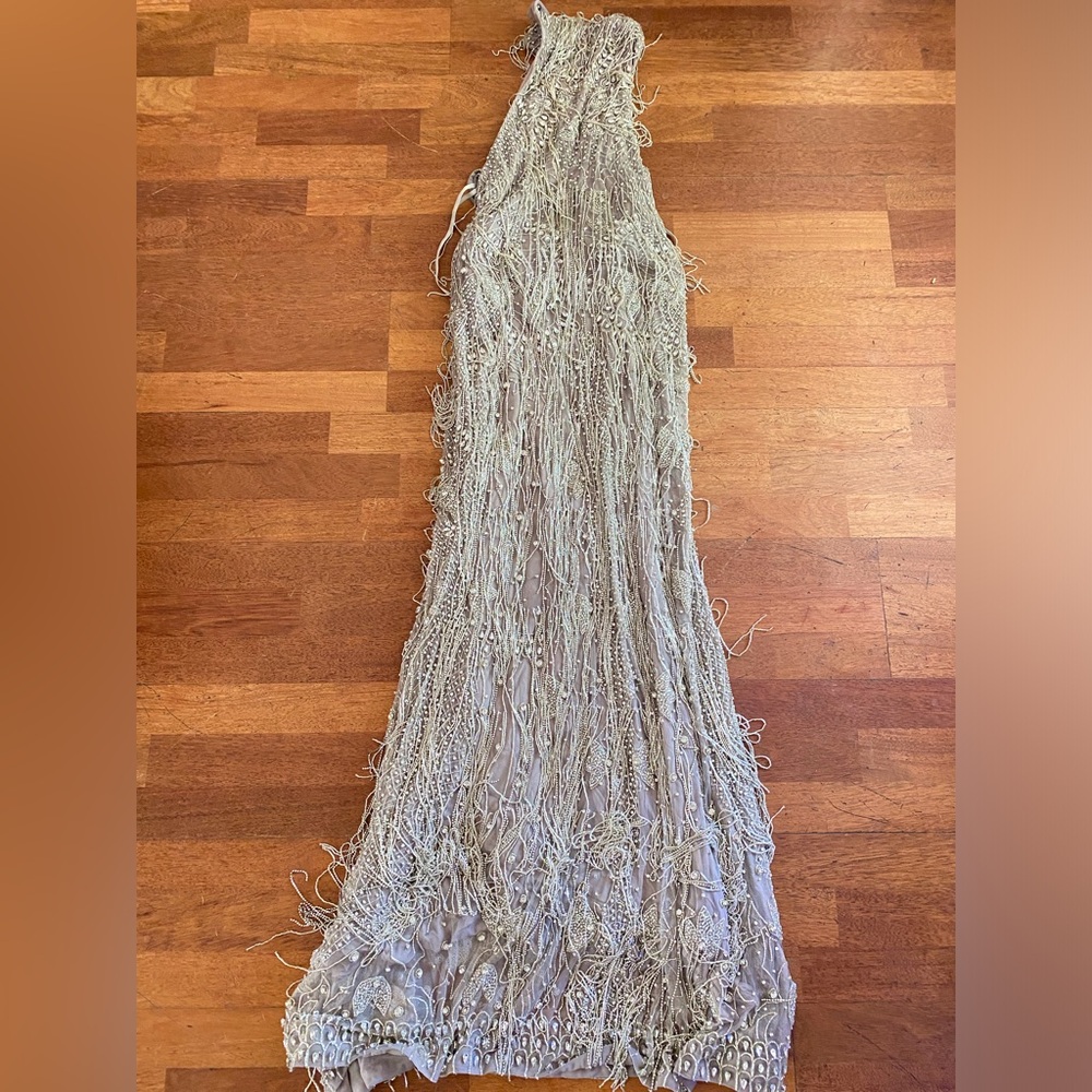 $6,995 Rachel Gilbert Dante Crystal Embellished Fringed Gown - Picture 9 of 13
